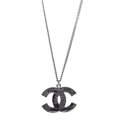 Chanel Ruthenium Globe CC Pendant Necklace Dark Silver 4 of 5