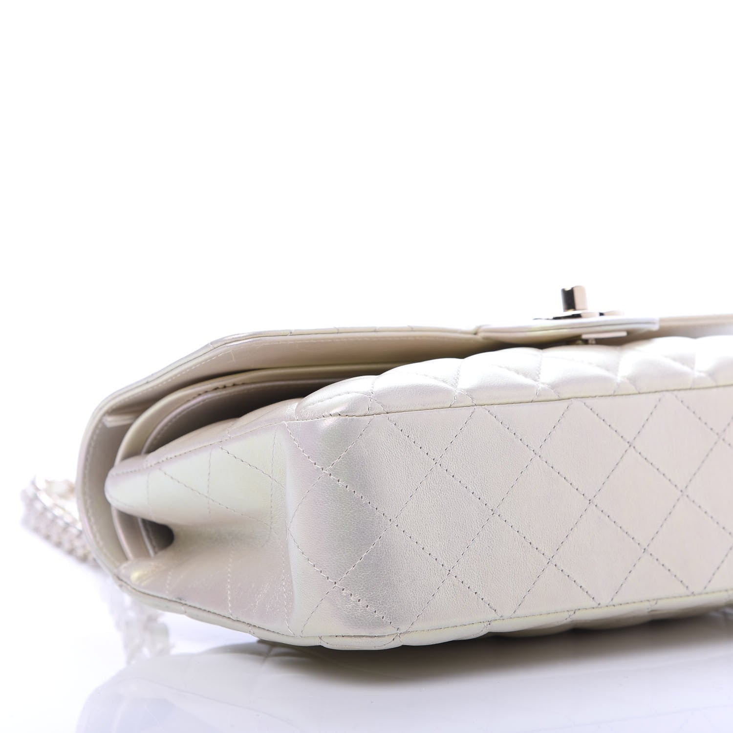Chanel Iridescent Lambskin Quilted Medium Double Flap Ivory 9 of 11