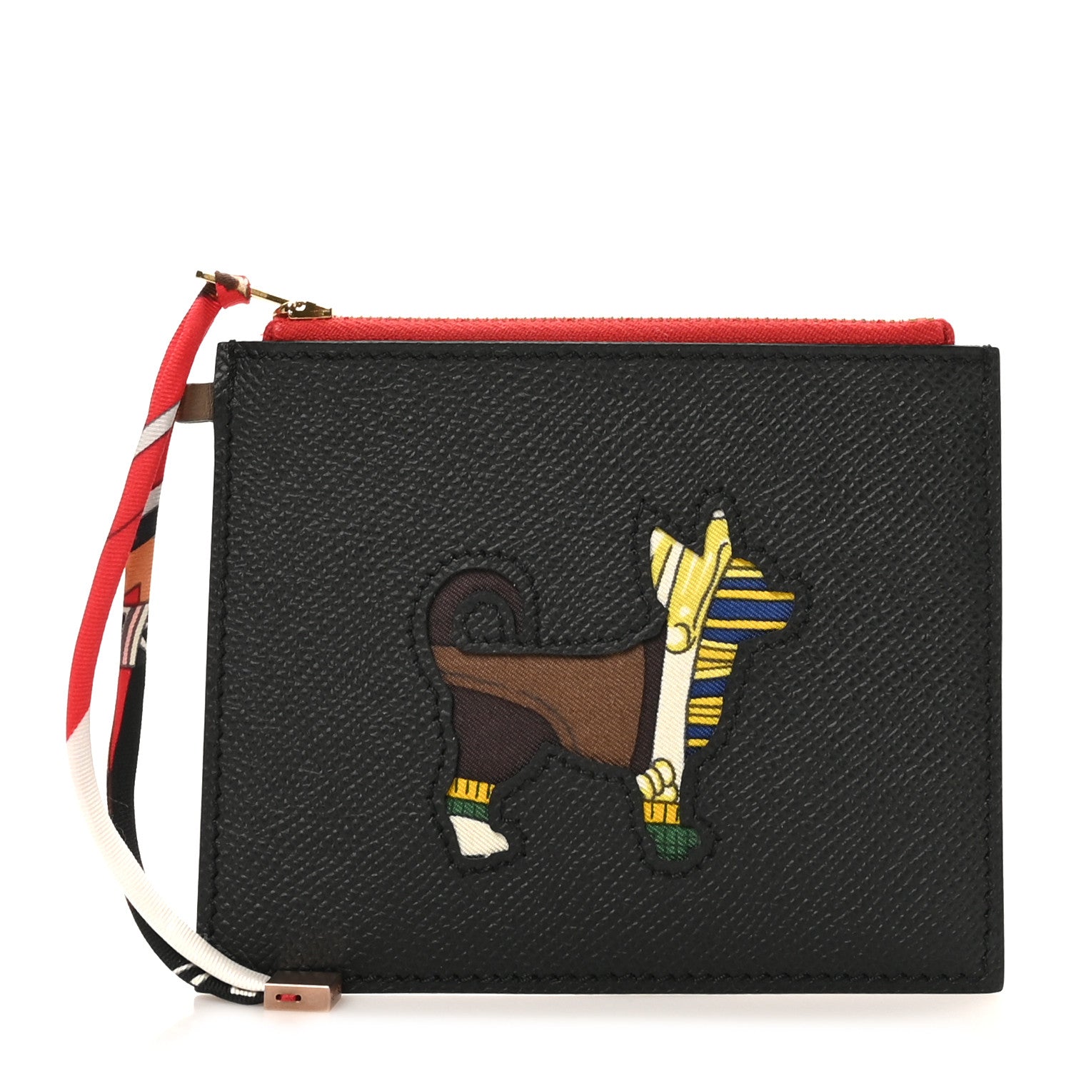 Hermes Epsom Swift Petit H Dog Flat Case Black Multicolor 1 of 7