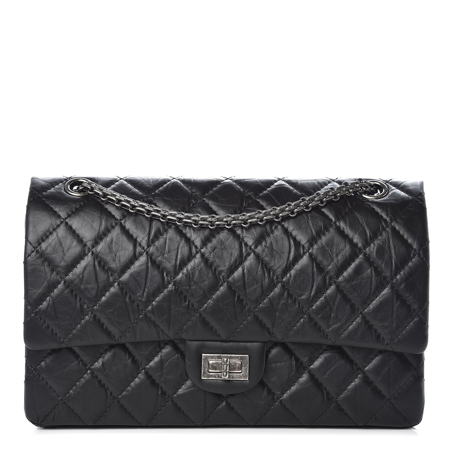 Aged Calfskin Quilted 2.55 Reissue 226 Flap Black