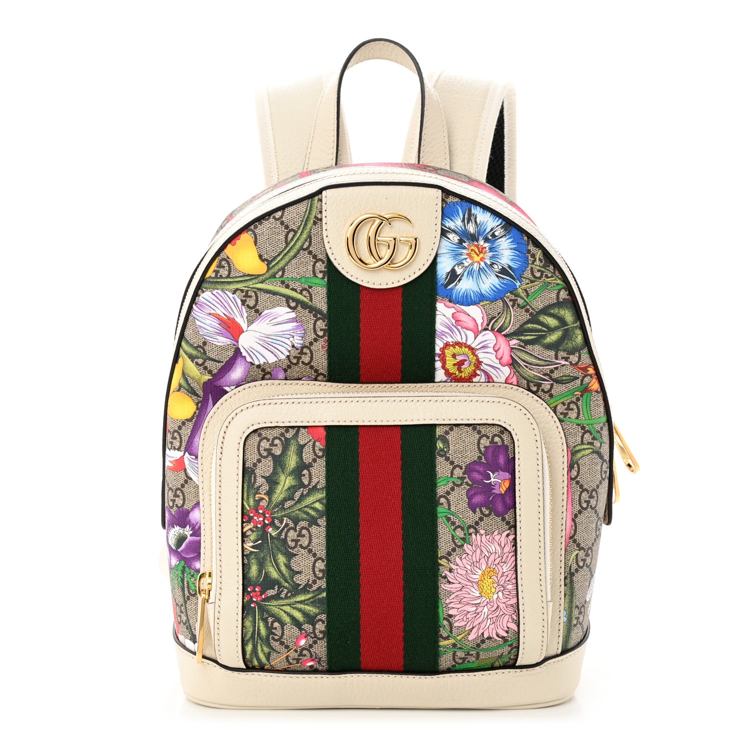 Gucci GG Supreme Monogram Flora Web Small Ophidia Day Backpack White 1 of 10