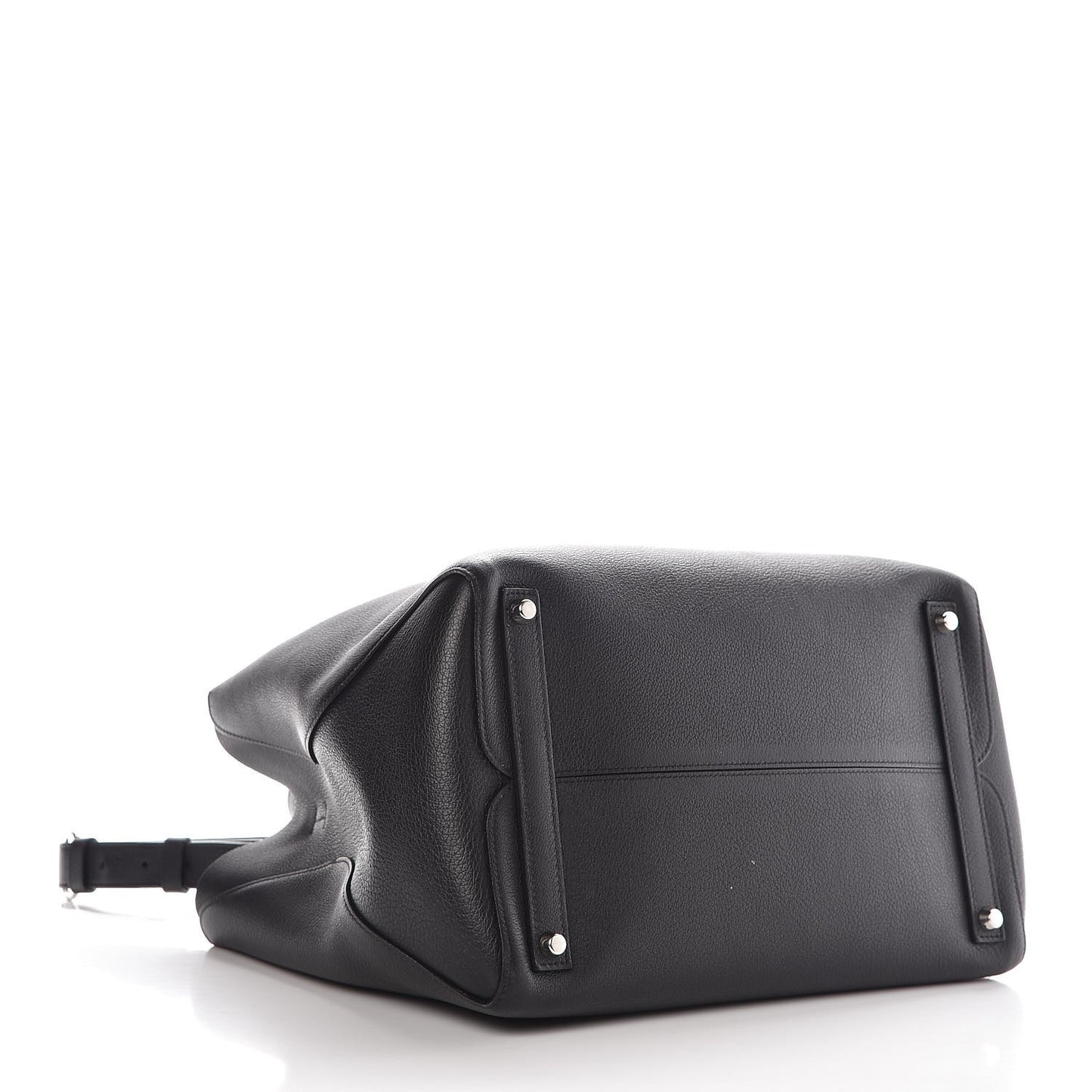 Supple Grained Calfskin Large Open Bar Tote Black