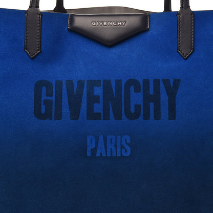 Givenchy Metallic Calfskin Suede Ombre Large Reversible Antigona Tote Blue Silver 16 of 16