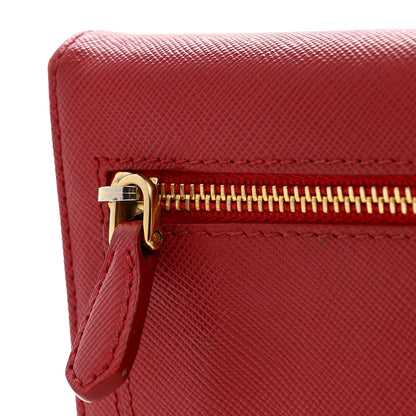 Prada Saffiano Metal Continental Flap Travel Wallet Fuoco 10 of 10