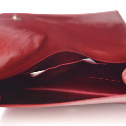 Saint Laurent Textured Patent Monogram Large Belle De Jour Clutch Red 5 of 9