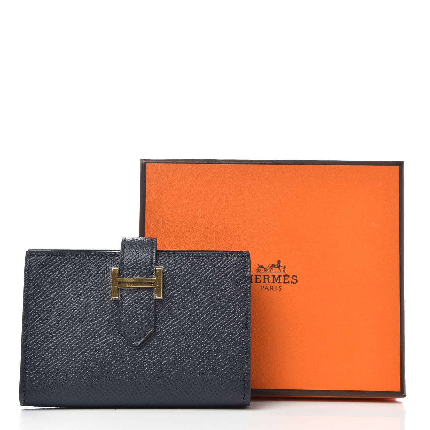 Hermes Epsom Bearn Card Holder Wallet Bleu Nuit 7 of 7