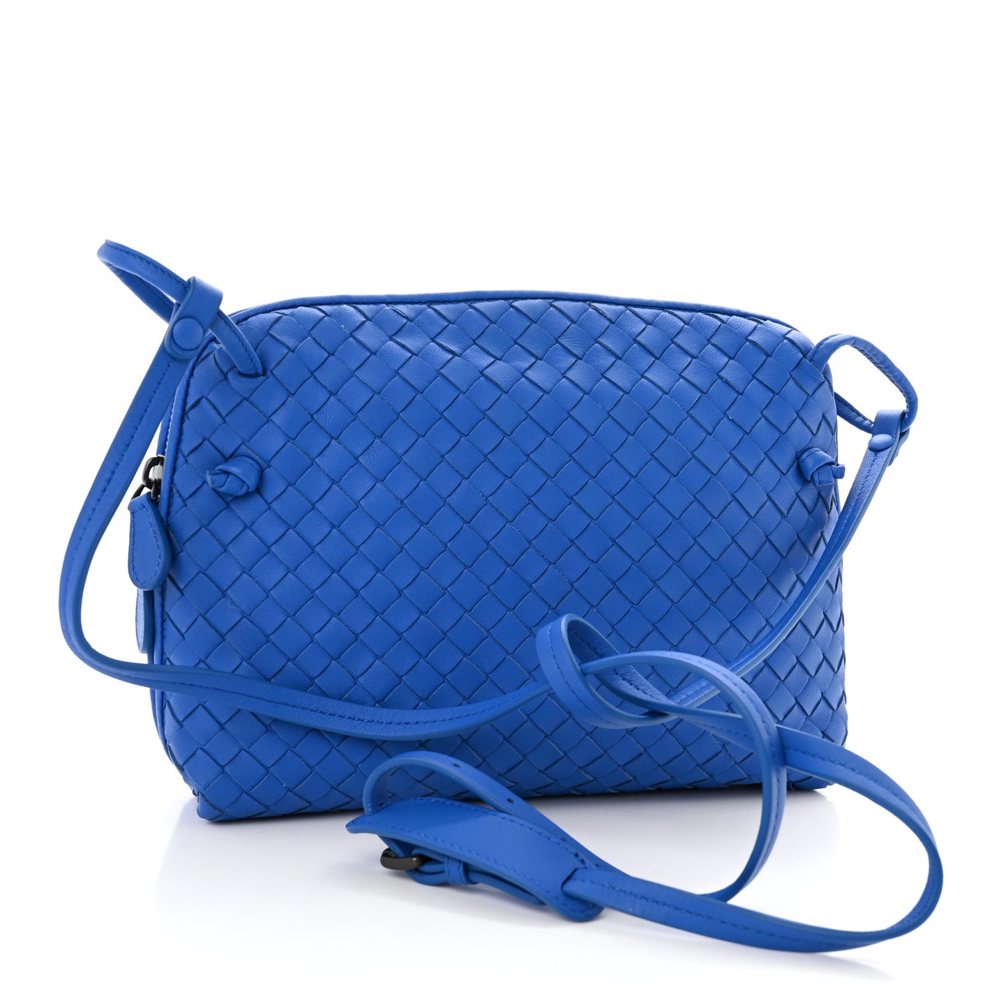 Nappa Intrecciato Nodini Crossbody Messenger Signal Blue