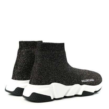 Balenciaga Knit Metal Womens Speed Sneakers 37 Black Gold 4 of 10