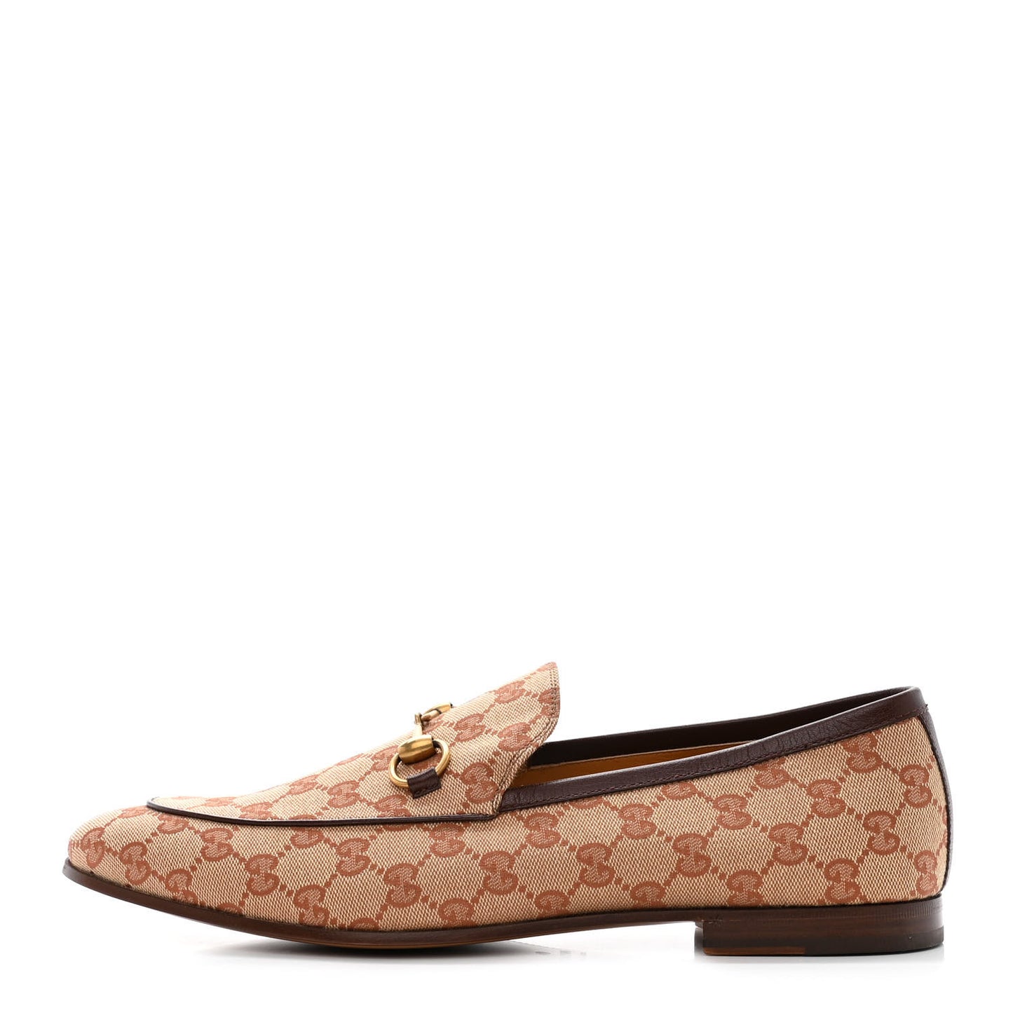 Canvas GG Monogram Horsebit Mens Jordaan Loafers 12 Beige Ruggine Light Brown