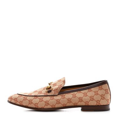 Gucci Canvas GG Monogram Horsebit Mens Jordaan Loafers 12 Beige Ruggine Light Brown 1 of 11