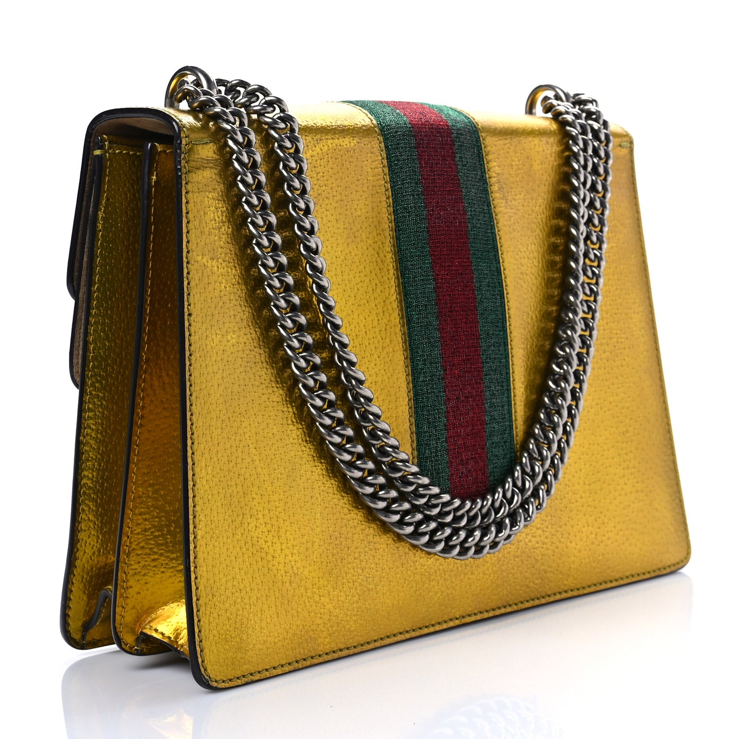 Metallic Calfskin Medium Dionysus Shoulder Bag Yellow