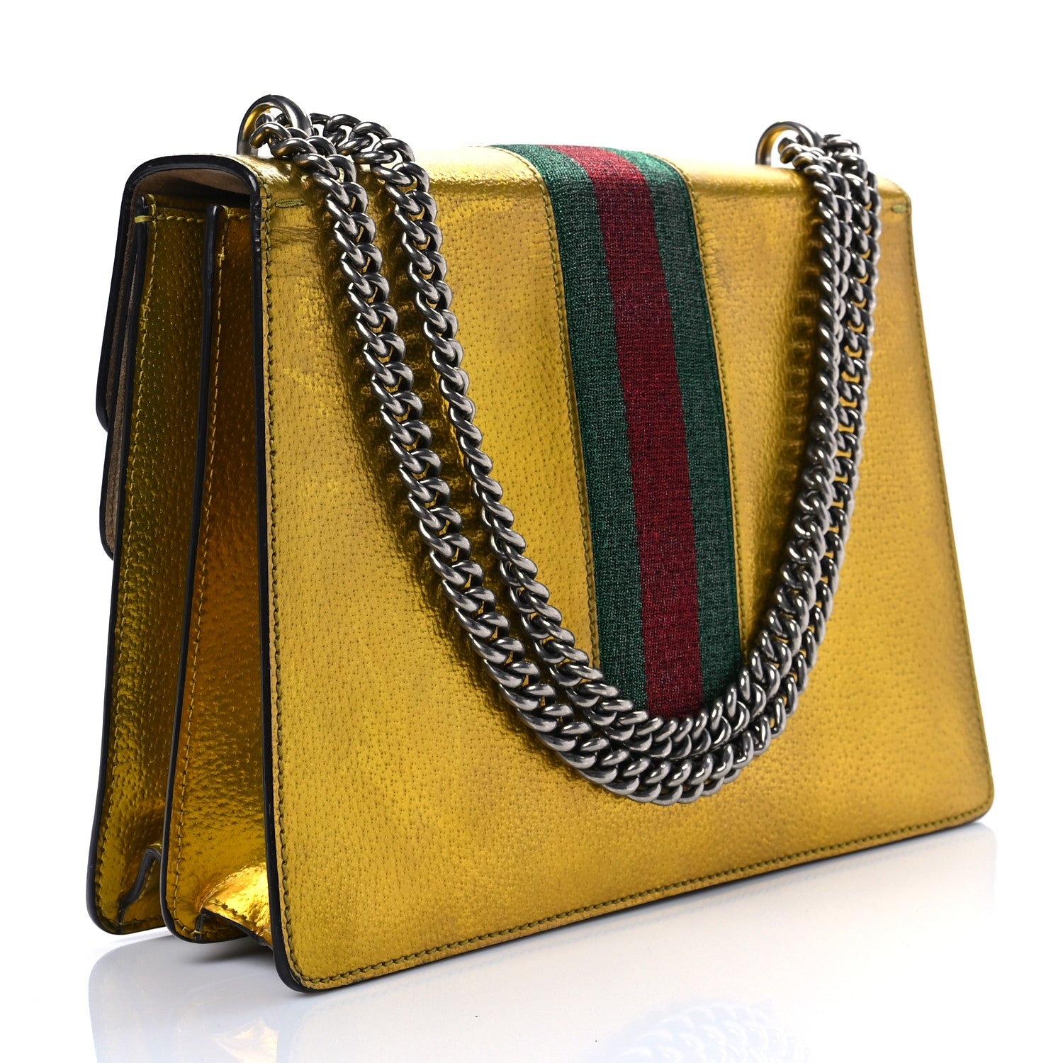 Gucci Metallic Calfskin Medium Dionysus Shoulder Bag Yellow 2 of 13