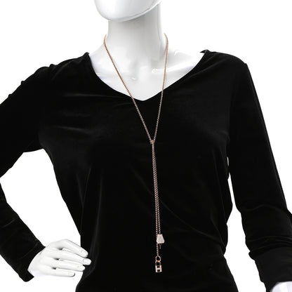 Hermes 18K Rose Gold Pave Diamond MM Kelly Clochette Long Necklace 3 of 5
