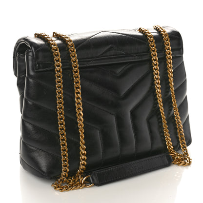 Saint Laurent Calfskin Y Quilted Monogram Small Loulou Chain Satchel Black 3 of 8