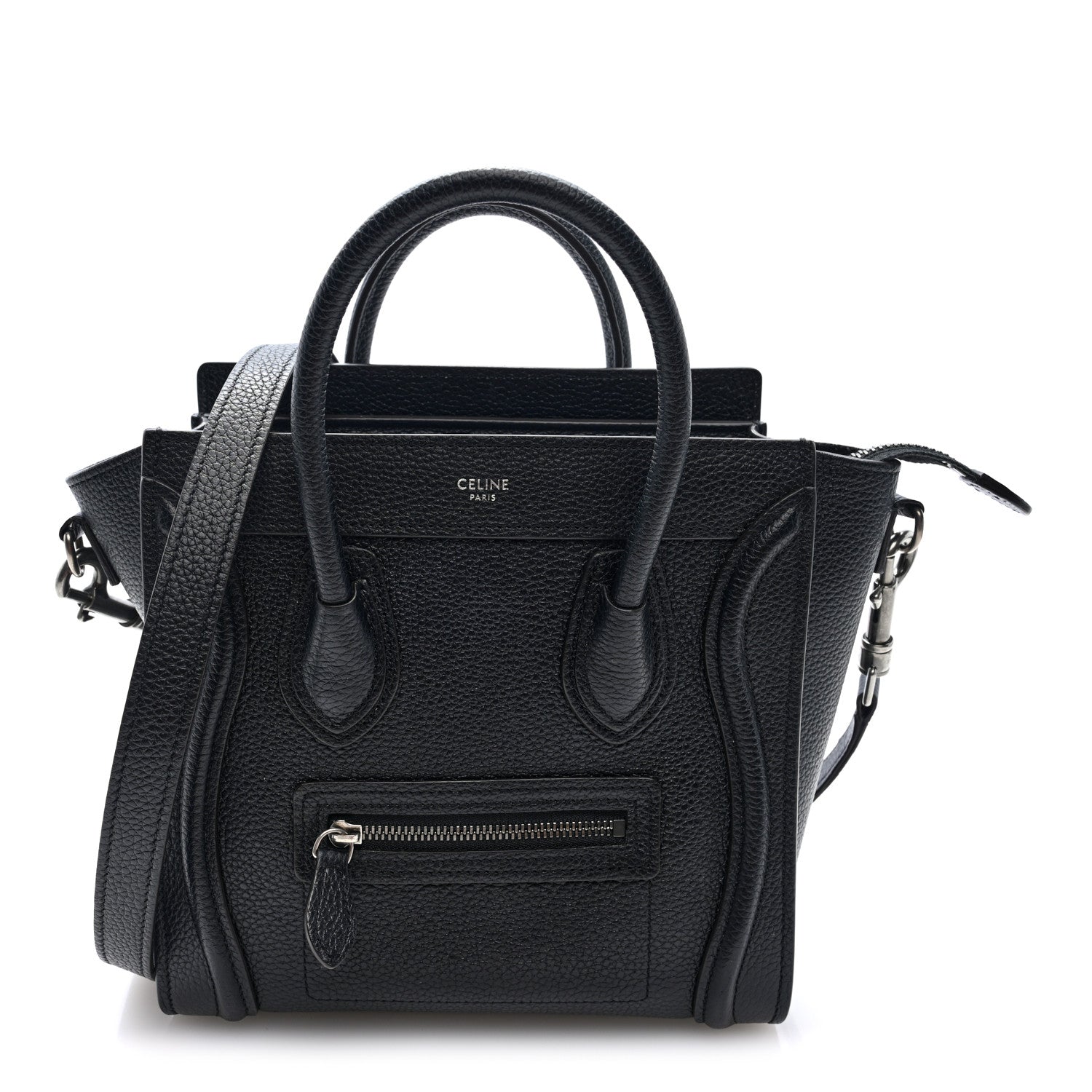 Celine Drummed Calfskin Nano Luggage Black 1 of 10