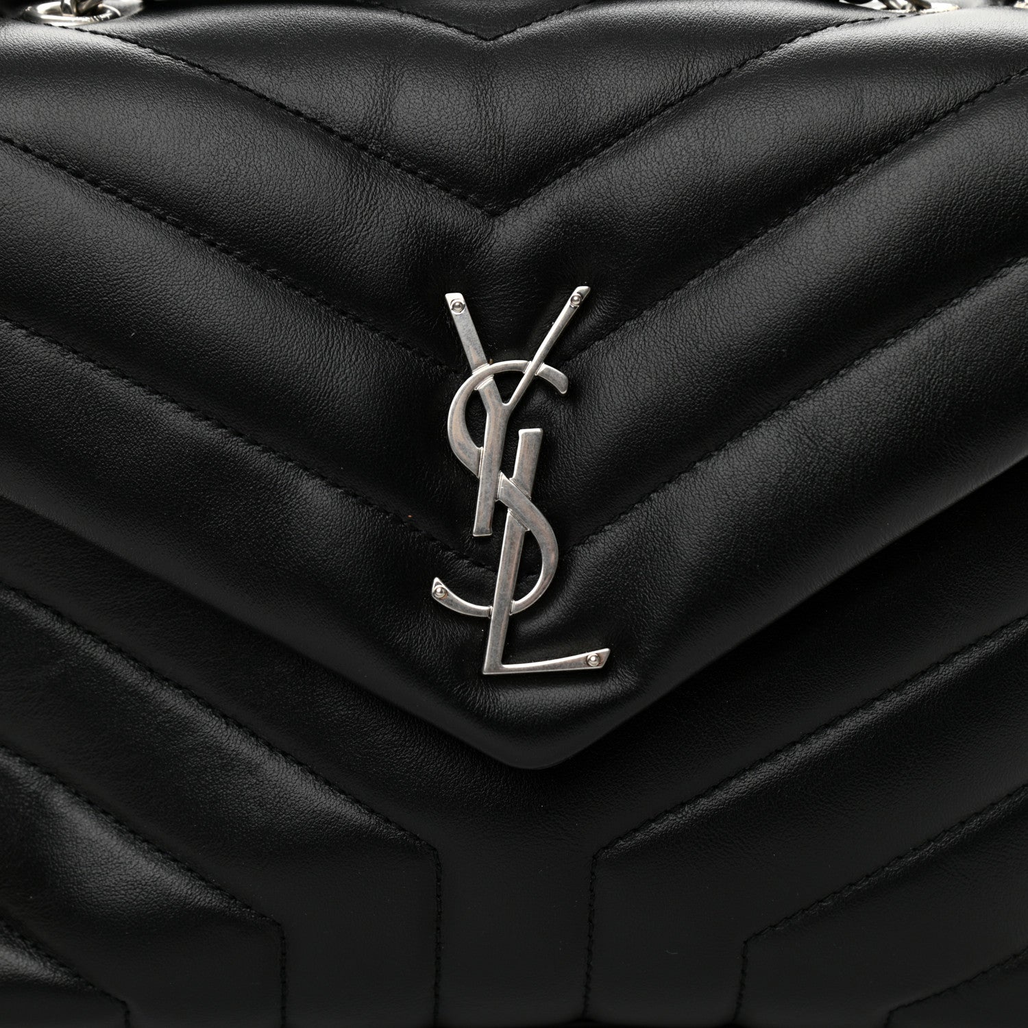 Saint Laurent Calfskin Y Quilted Monogram Small Loulou Chain Satchel Black 7 of 10