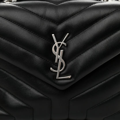 Saint Laurent Calfskin Y Quilted Monogram Small Loulou Chain Satchel Black 7 of 10