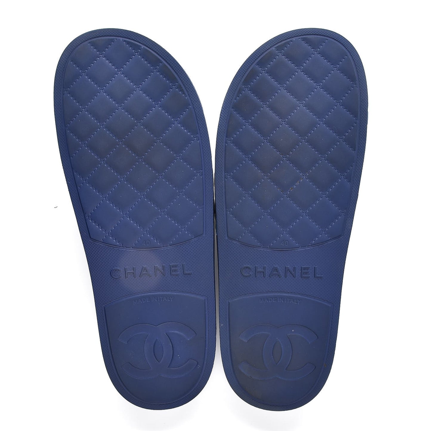 Rubber CC Flat Slide Sandals 40.5 Blue