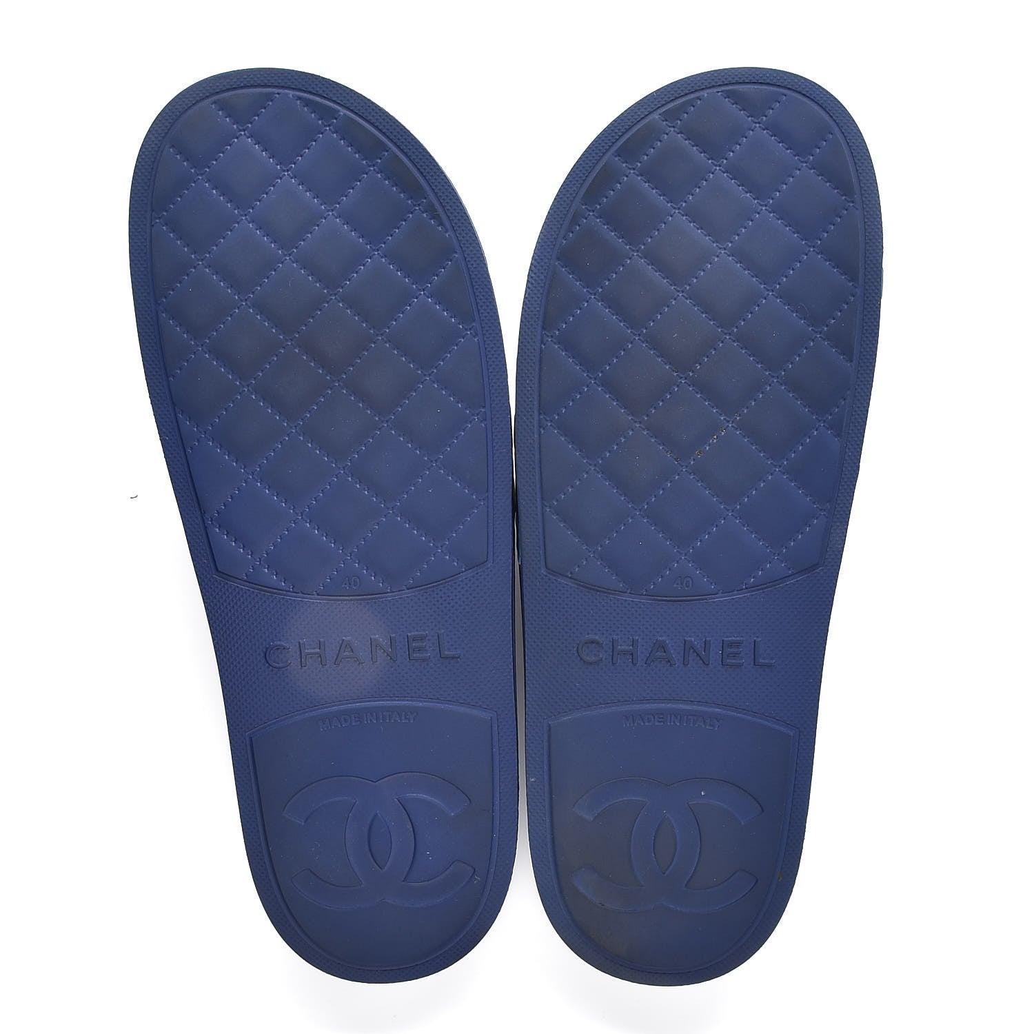 Chanel Rubber CC Flat Slide Sandals 40.5 Blue 5 of 11