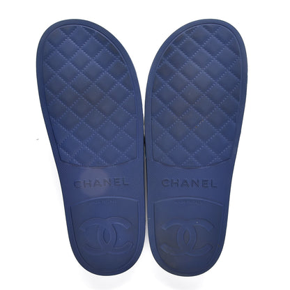 Chanel Rubber CC Flat Slide Sandals 40.5 Blue 5 of 11