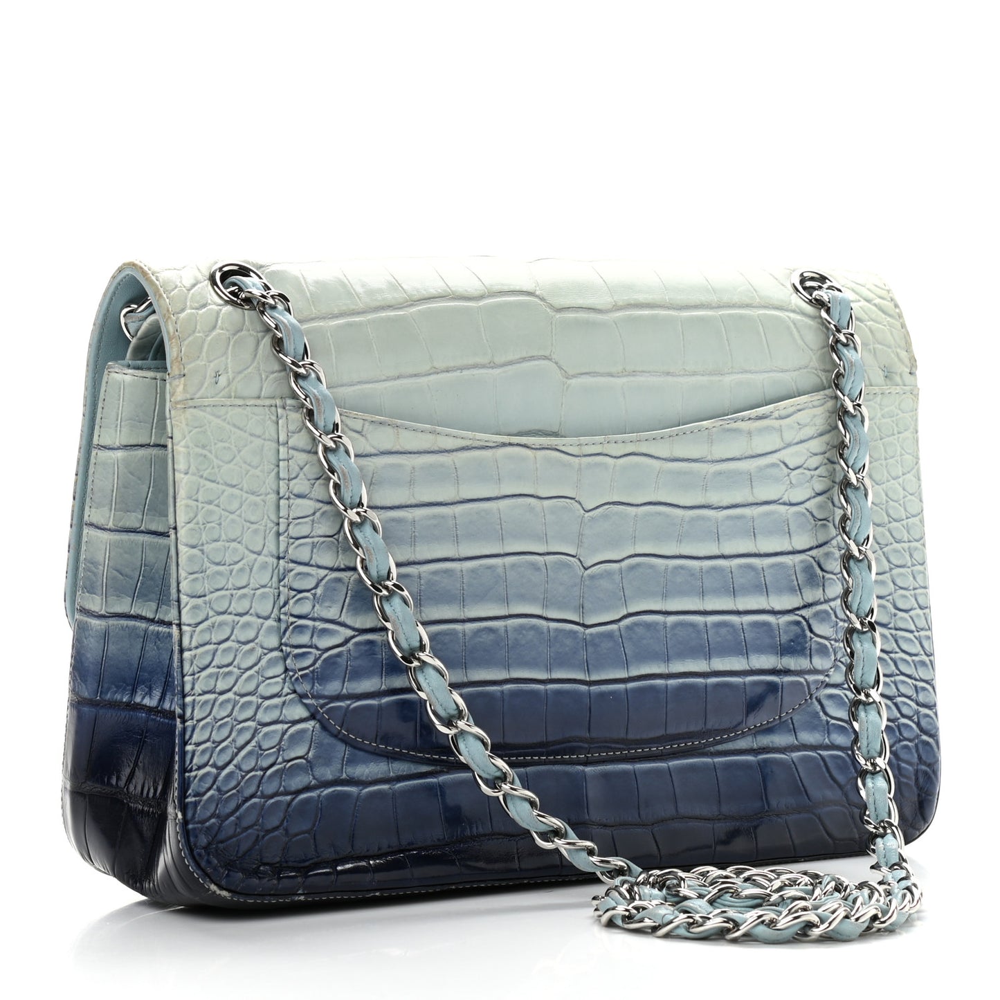Alligator Ombre Jumbo Double Flap Blue