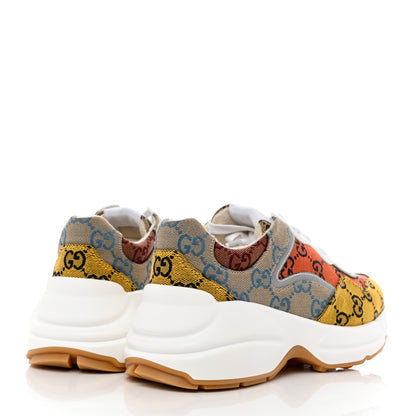 Gucci Monogram Multicolor Demetra Womens Rhyton Sneakers 35 Yellow Blue Great White Tabasco 4 of 8