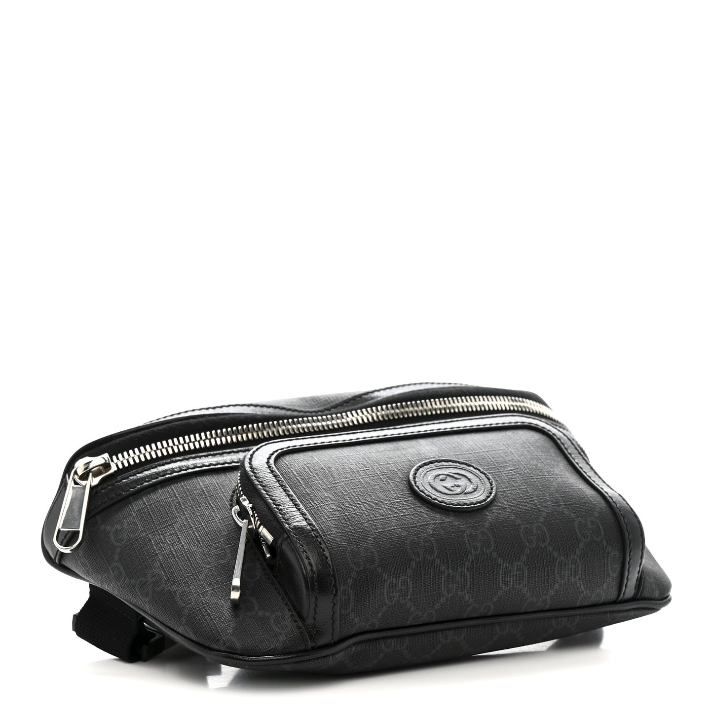 GG Supreme Monogram Textured Calfskin Retro Interlocking G Belt Bag Black