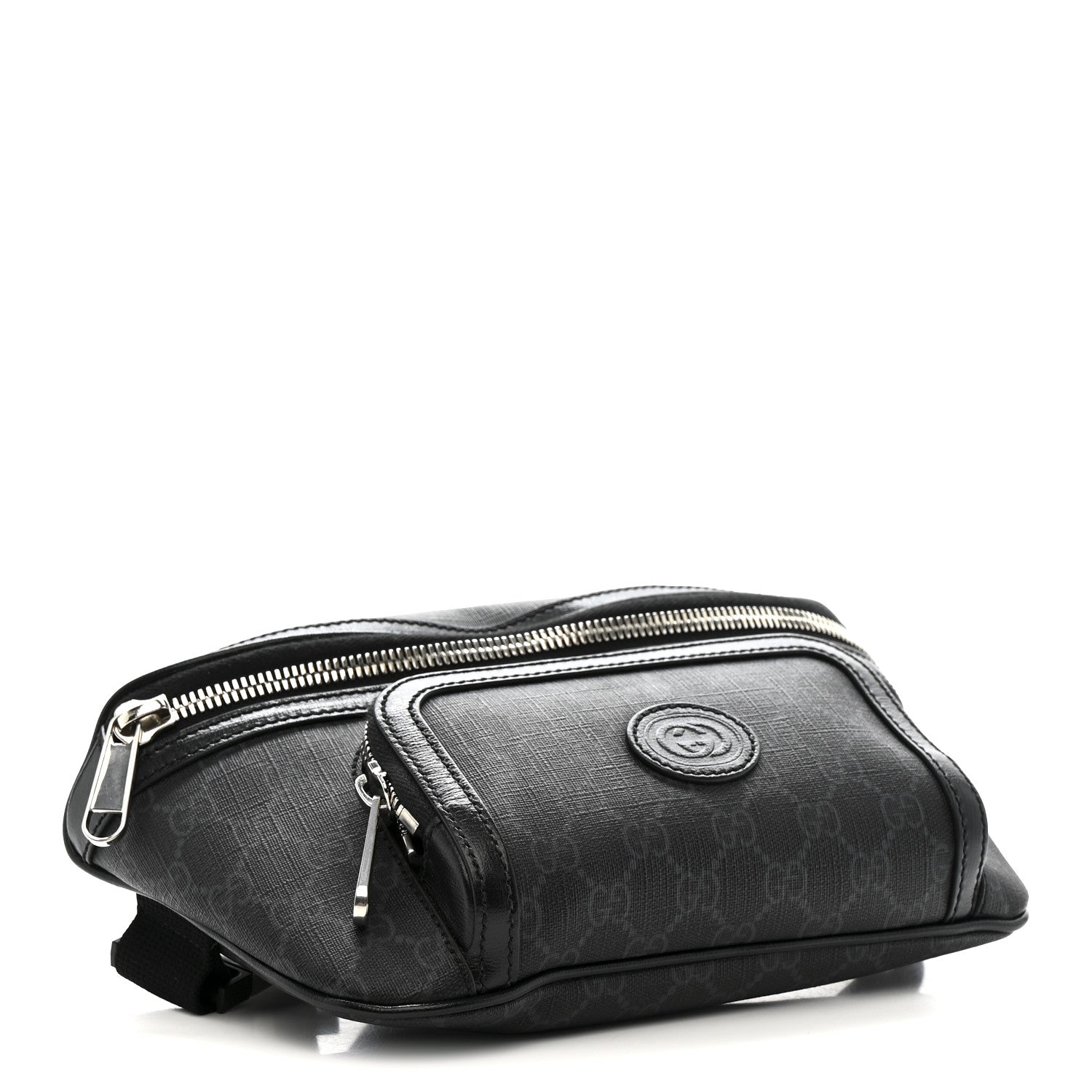 Gucci GG Supreme Monogram Textured Calfskin Retro Interlocking G Belt Bag Black 4 of 10