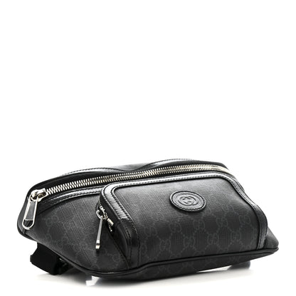 Gucci GG Supreme Monogram Textured Calfskin Retro Interlocking G Belt Bag Black 4 of 10
