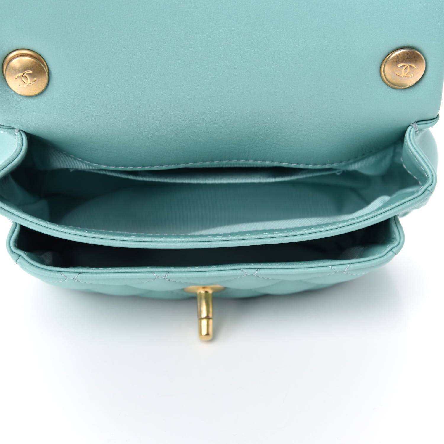 Chanel Calfskin Quilted Top Handle Flap Light Blue 5 of 11