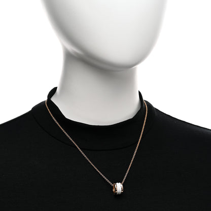 Bulgari 18K Rose Gold White Ceramic B.Zero1 Pendant Necklace 2 of 4
