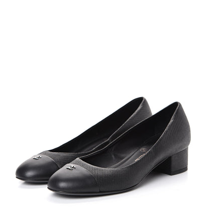 Chanel Embossed Lambskin CC Cap Toe Pump 36 Black 3 of 11