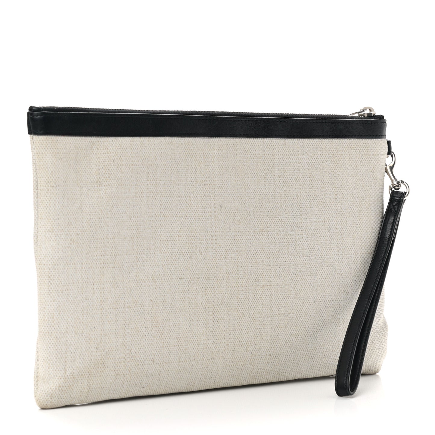 Linen Canvas Rive Gauche Zipped Pouch Optic White