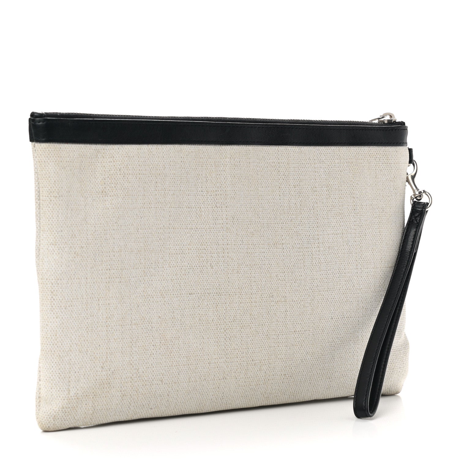 Saint Laurent Linen Canvas Rive Gauche Zipped Pouch Optic White 3 of 10