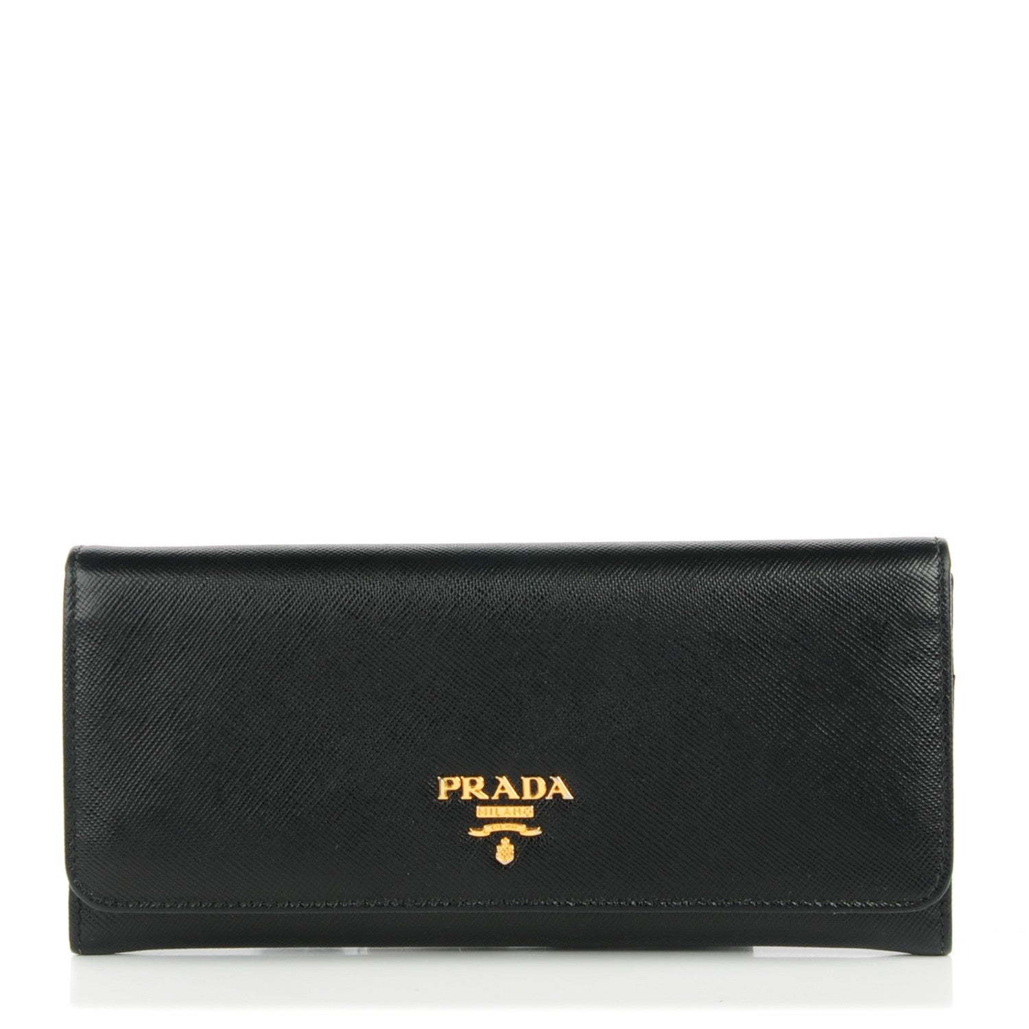 Prada Saffiano Metal Continental Flap Wallet Nero Black 1 of 8