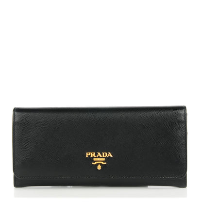 Prada Saffiano Metal Continental Flap Wallet Nero Black 1 of 8