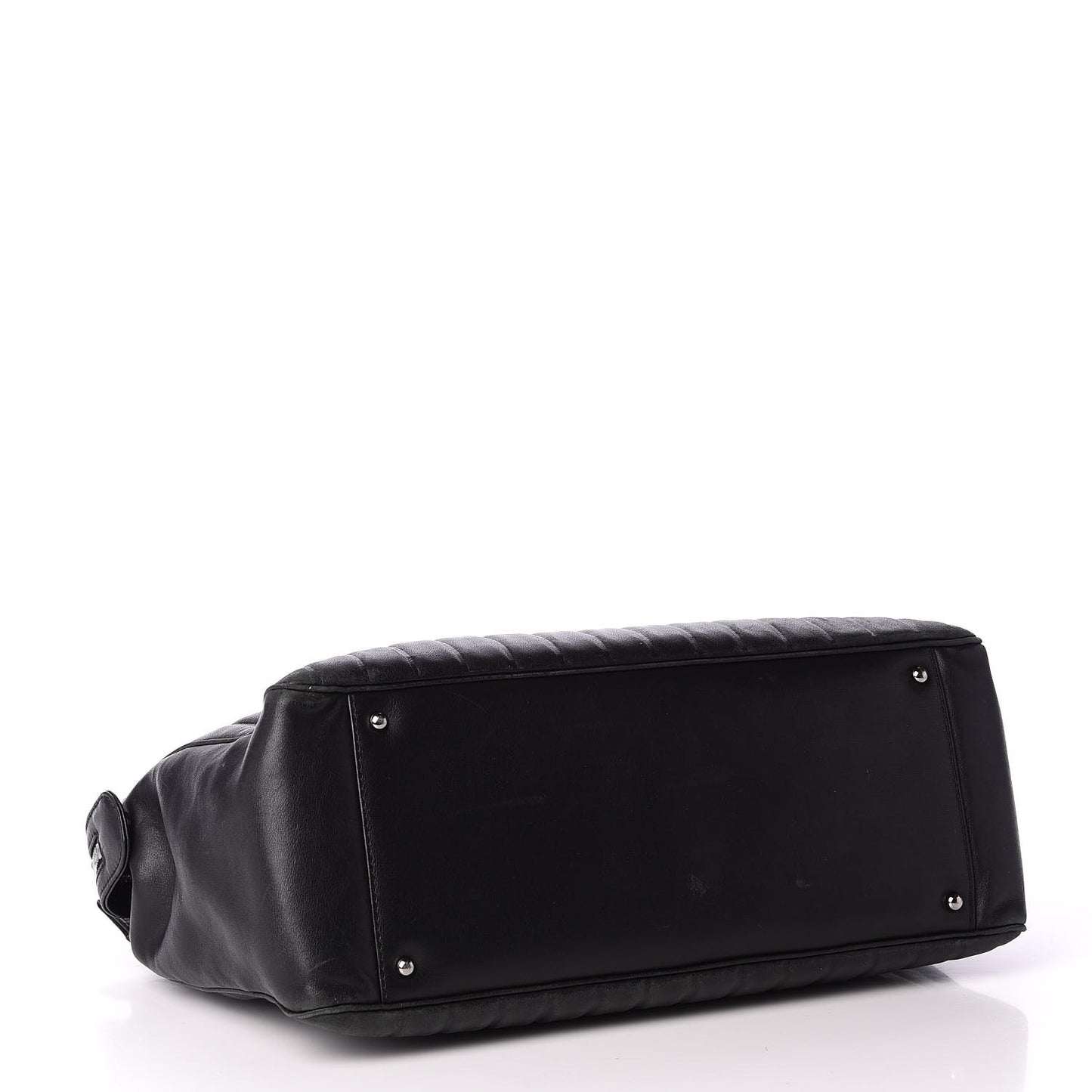 Calfskin Vertical Quilted Lax Shoulder Bag Black