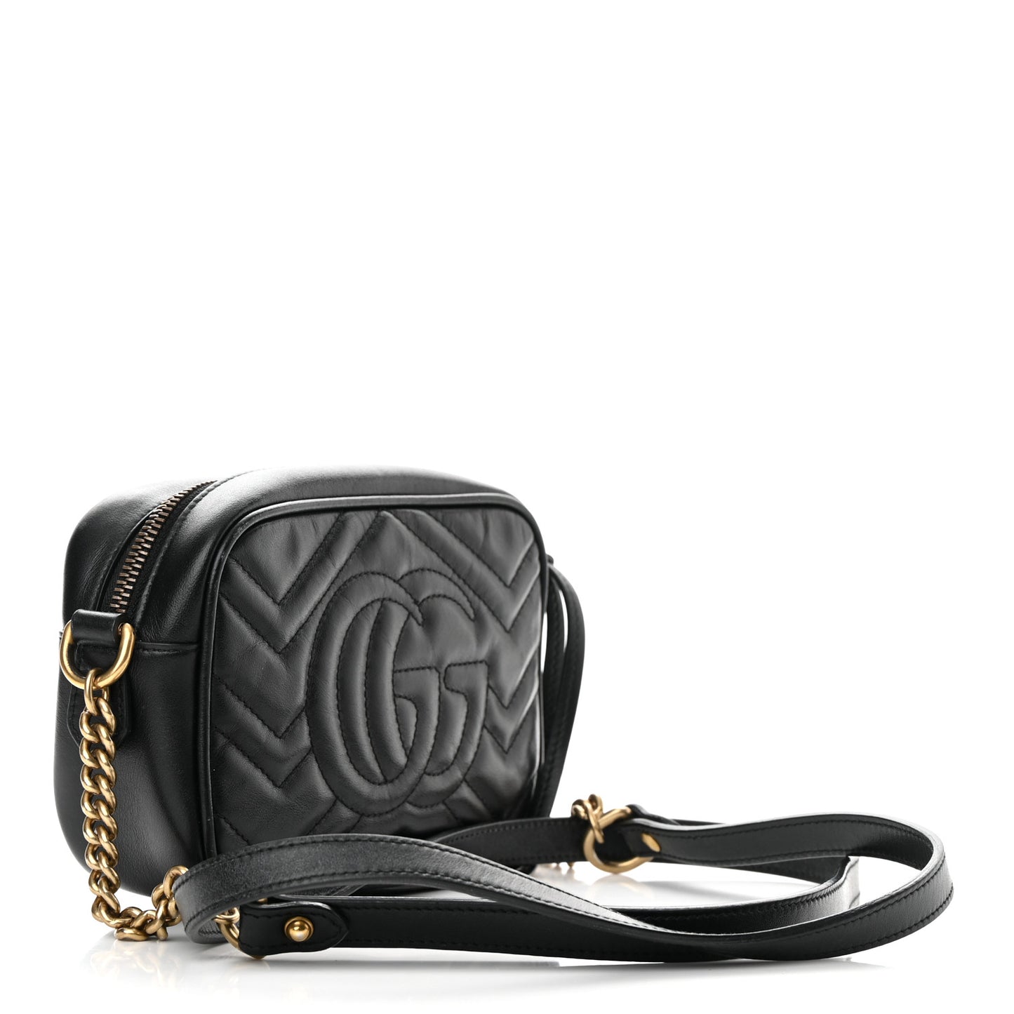 Calfskin Matelasse Mini GG Marmont Chain Shoulder Bag Black