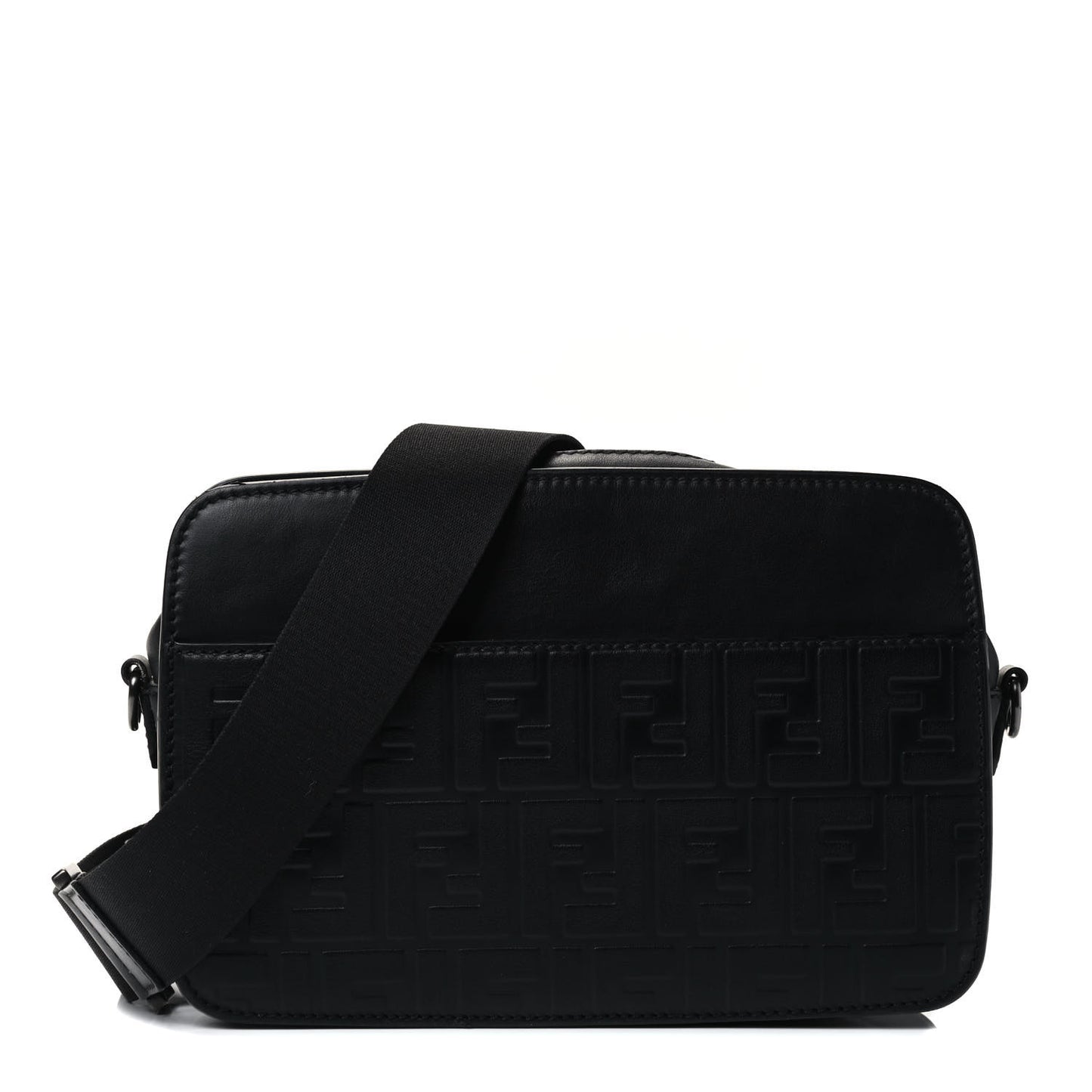 Vitello Century Grace FF Embossed Shoulder Clutch Black