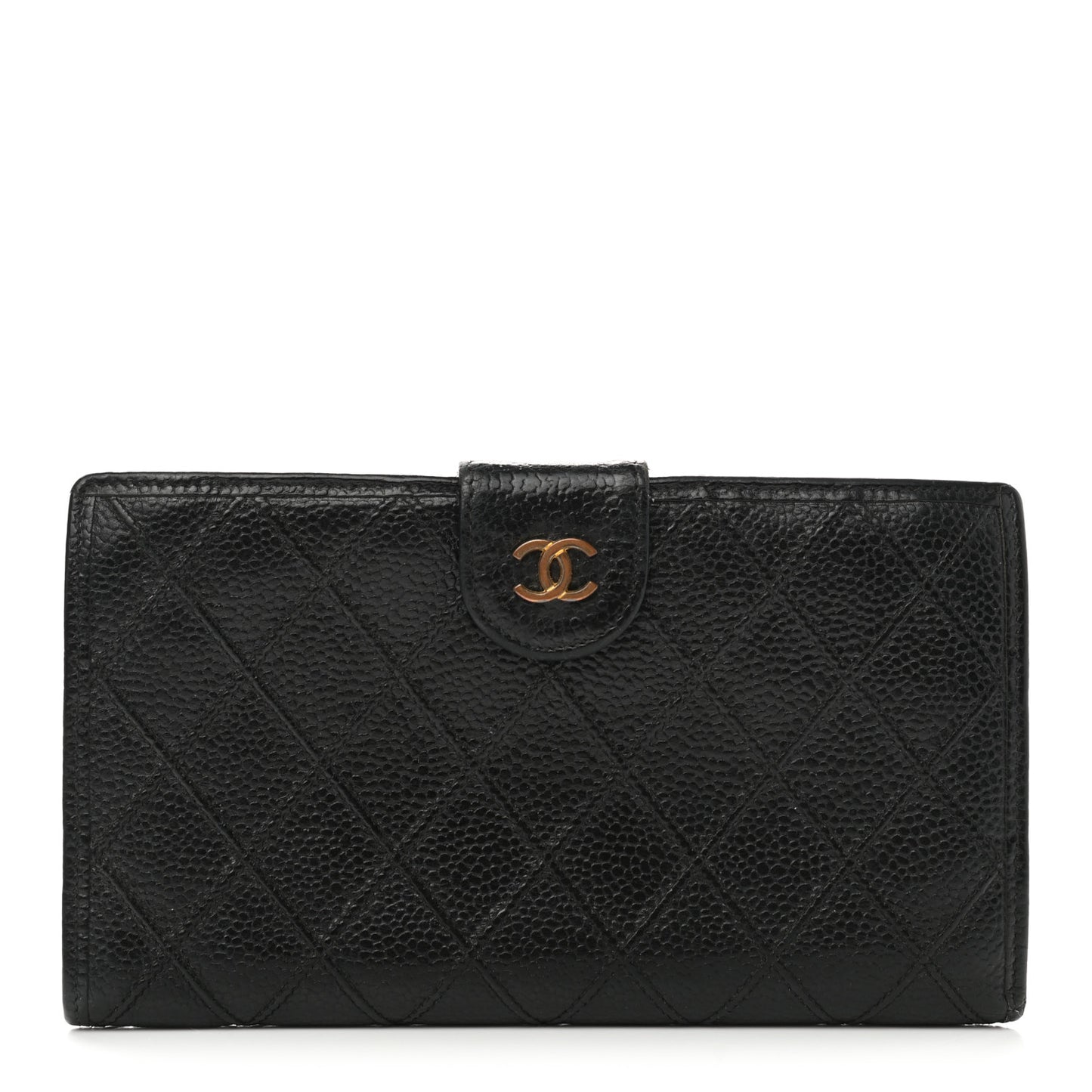 Caviar Stitched French Wallet Black