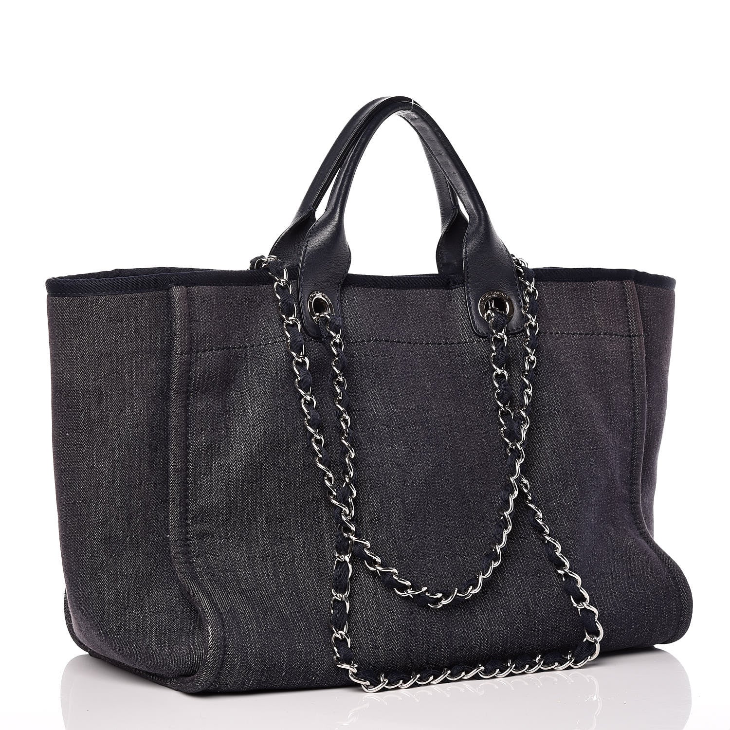 Chanel Denim Large Deauville Tote Dark Blue 4 of 10