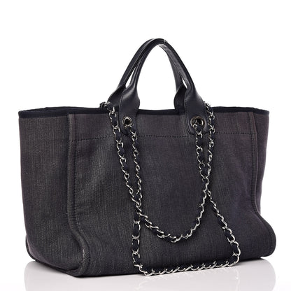 Chanel Denim Large Deauville Tote Dark Blue 4 of 10