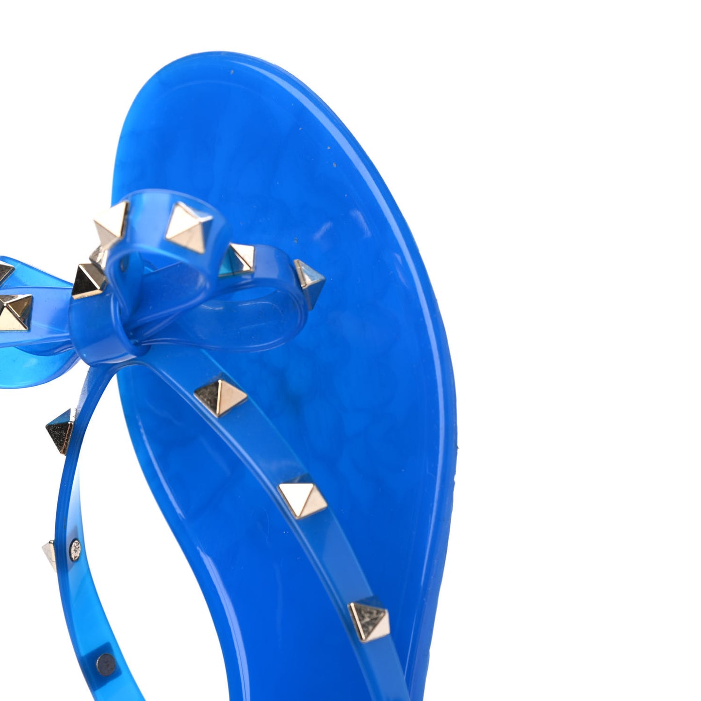 PVC Jelly Rockstud Bow Thong Sandals 38 Blue Fluo