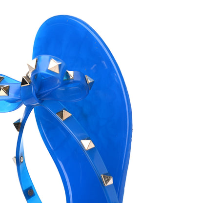 Valentino Garavani PVC Jelly Rockstud Bow Thong Sandals 38 Blue Fluo 14 of 16
