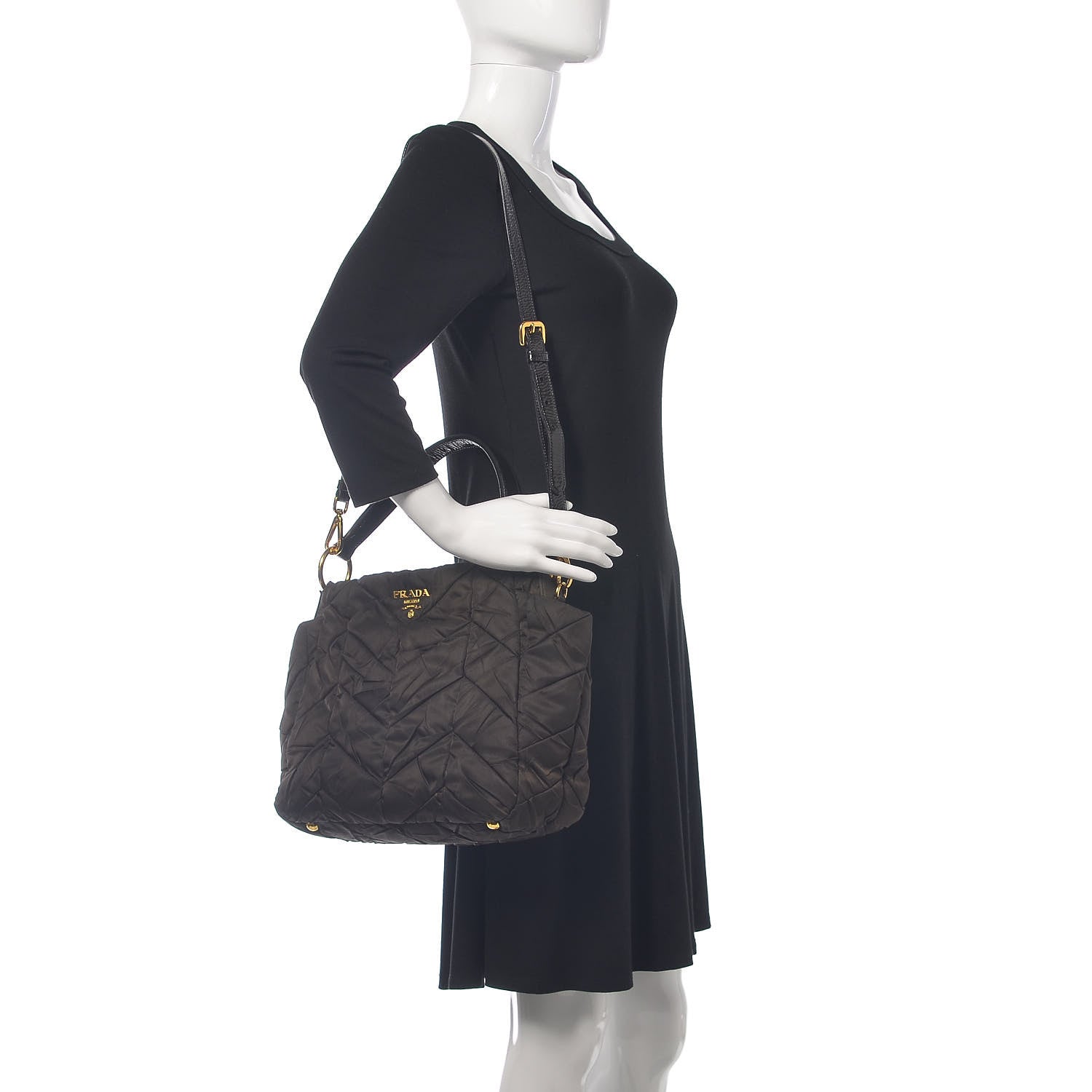 Prada Tessuto Nylon Quilted Bag Ebano 2 of 11