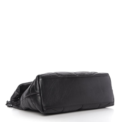 Saint Laurent Lambskin Quilted Medium Loulou Puffer Monogram Chain Satchel Black 4 of 11