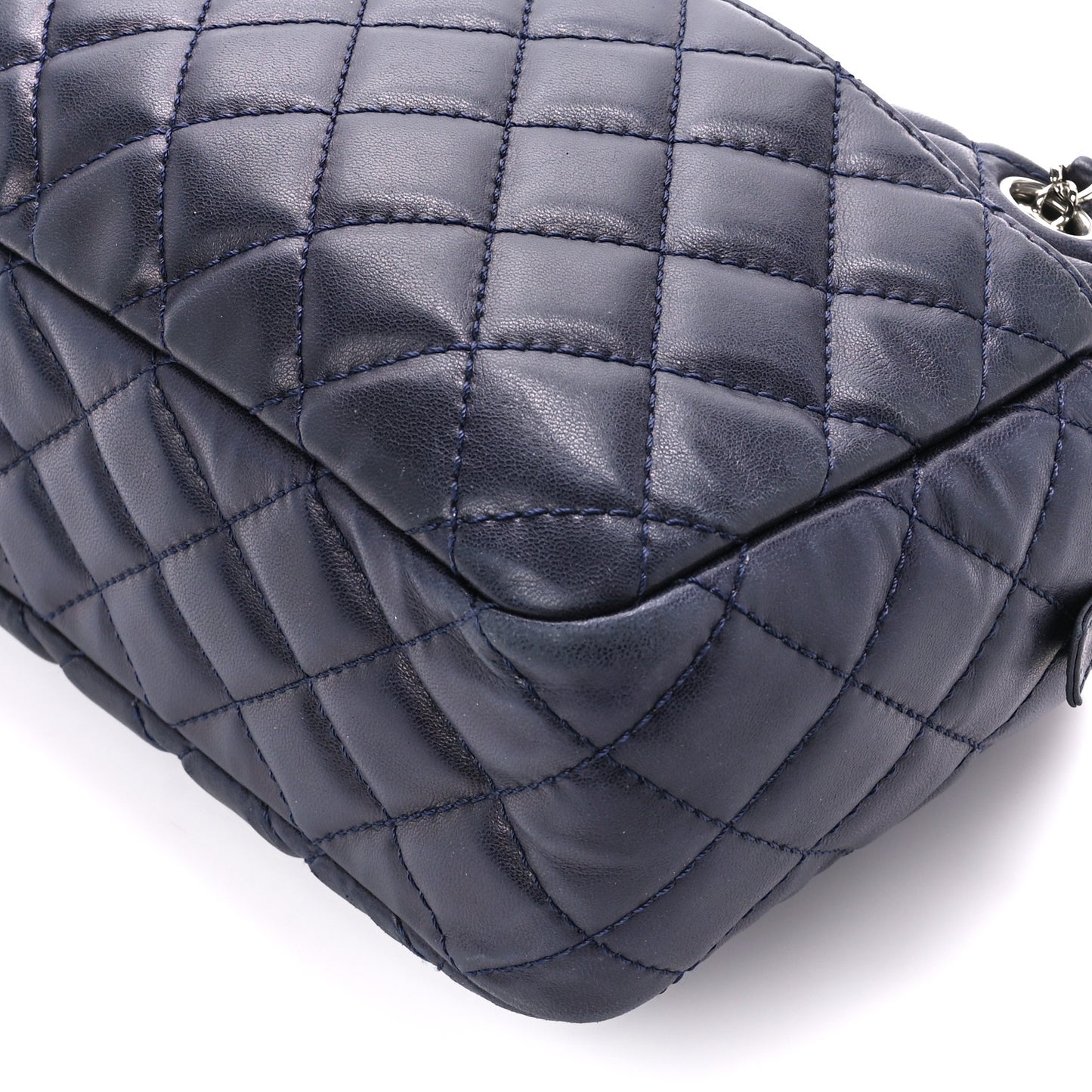 Lambskin Quilted Medium Camera Case Navy Blue