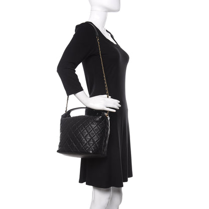 Chanel Lambskin Quilted Large Perfect Meeting Hobo Black 2 of 10