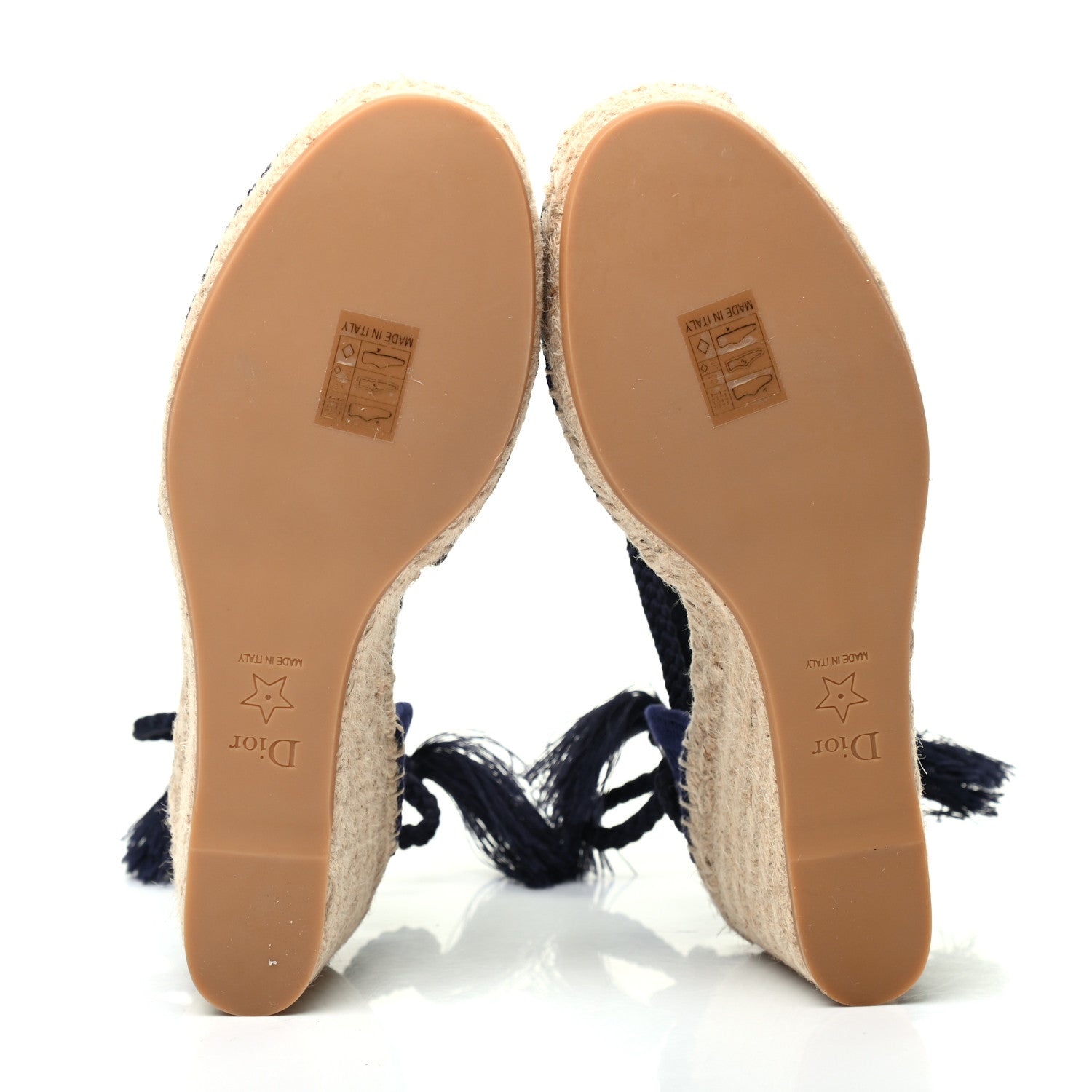 Christian Dior Canvas Embroidered Granville Ankle Tie Espadrille Wedges 39 Indigo Blue 5 of 8