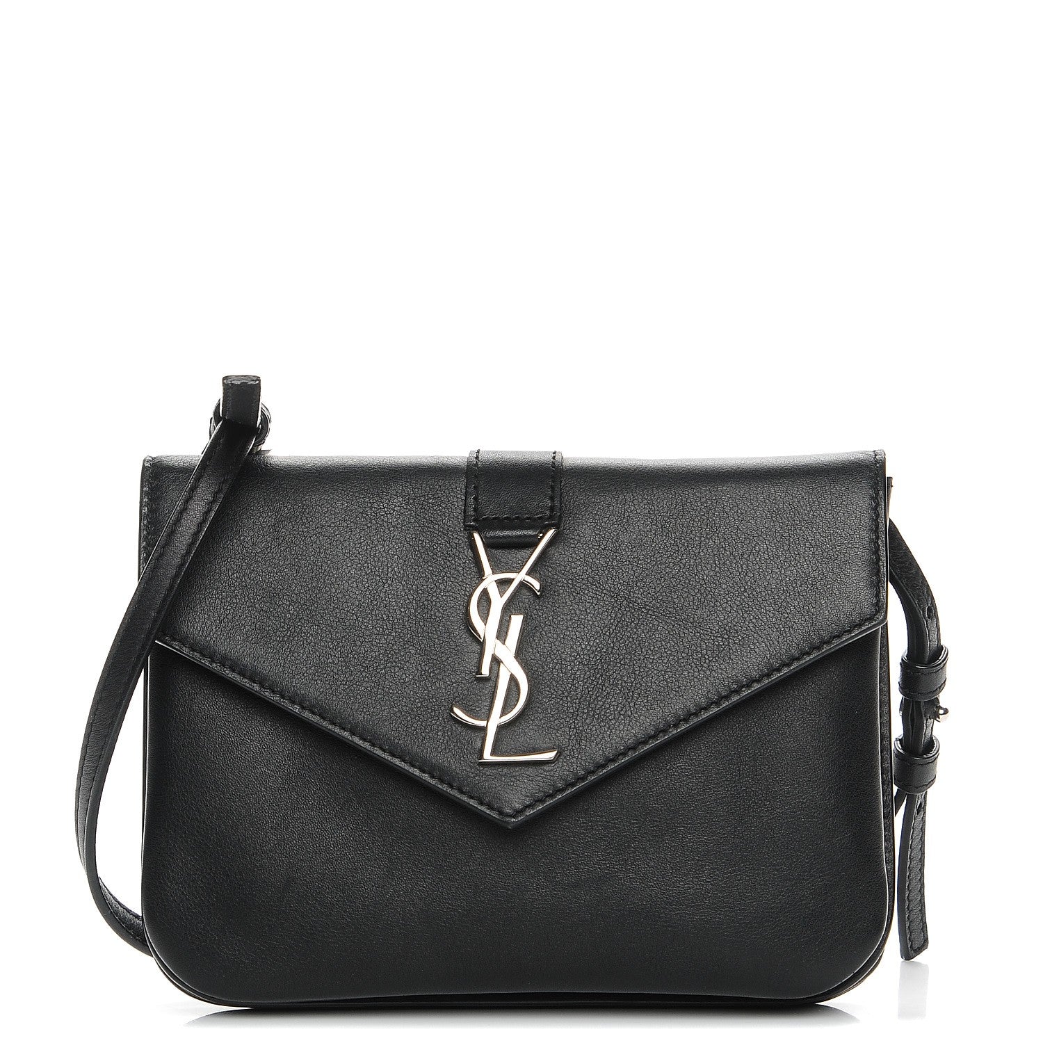 Saint Laurent Calfskin Monogram Tri Pocket Crossbody Bag Black 1 of 8